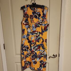 JCalvin Klein Yellow Floral Midi Dress